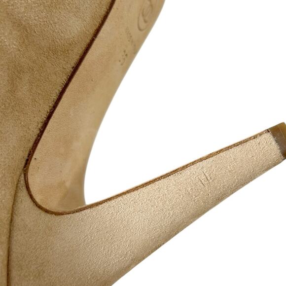 CHANEL Pearl Caged Open Toe Heeled Suede Ankle Boot Sandals - Picture 11 of 12